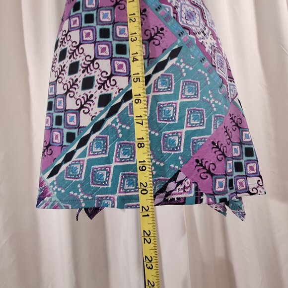 Candie’s Boho Size Medium Sleeveless Tank Top Geometric Print Handkerchief Hem - Picture 4 of 8